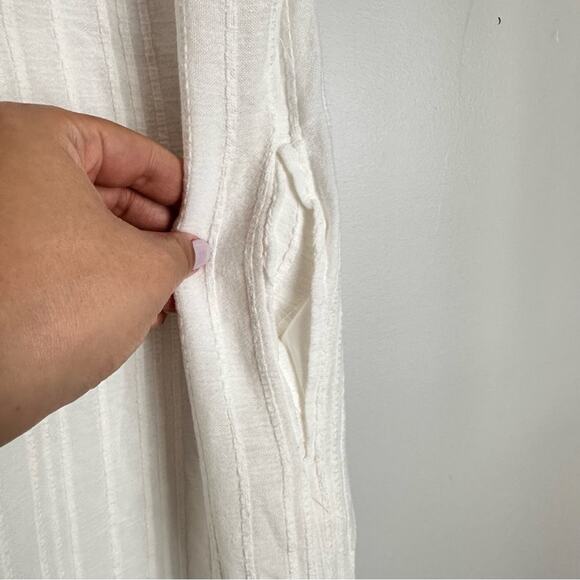 Faherty Isha Pintuck Organic Cotton Pleated Sleeveless Shift Dress Large White - Picture 9 of 15